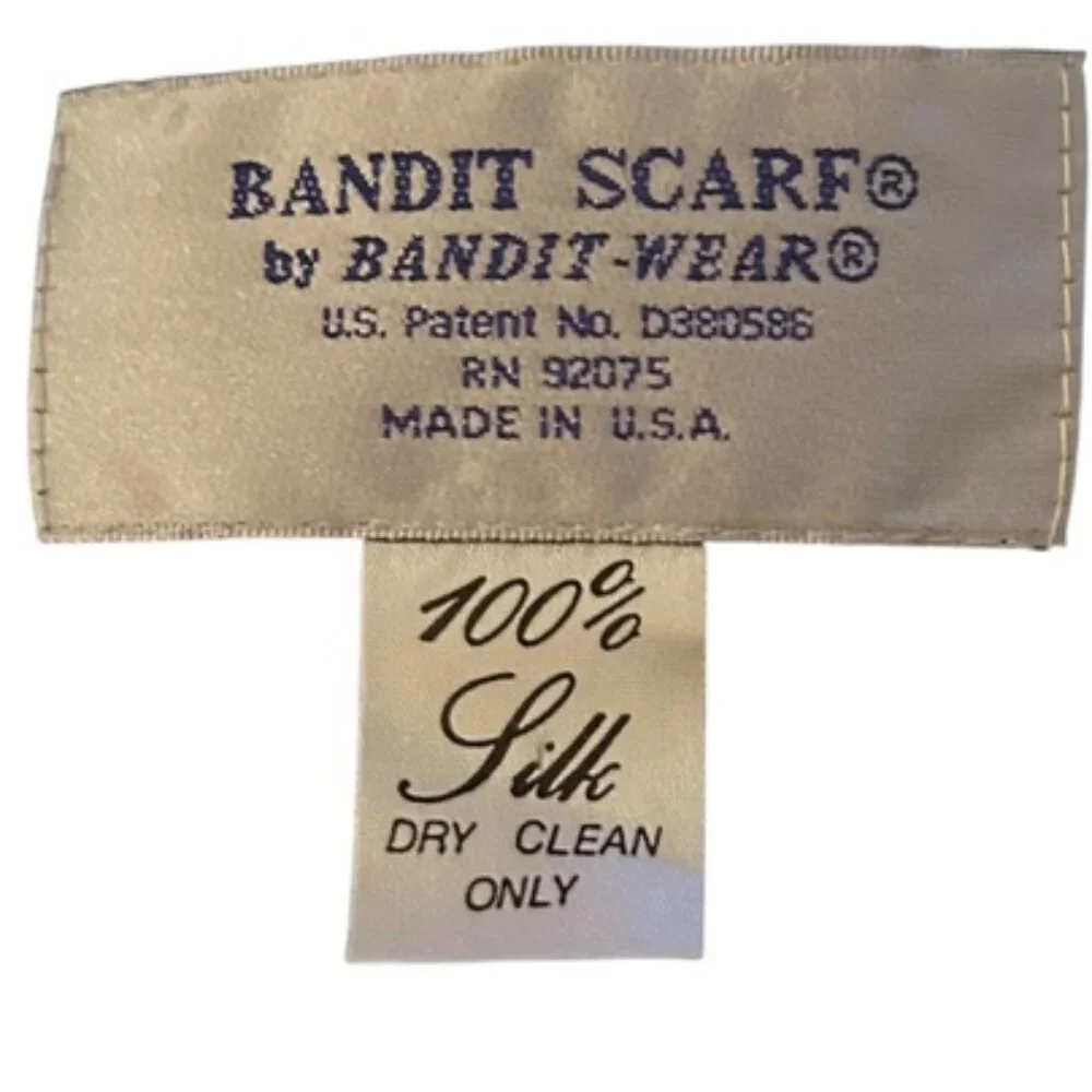 Bandit Scarf Vintage RICH black floral print 100% silk handkerchief scarf